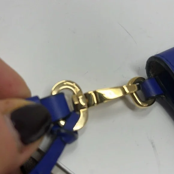 Salvatore Ferragamo Blue Leather Afef Gancio Clutch Wristlet - New Condition - Picture 14 of 15